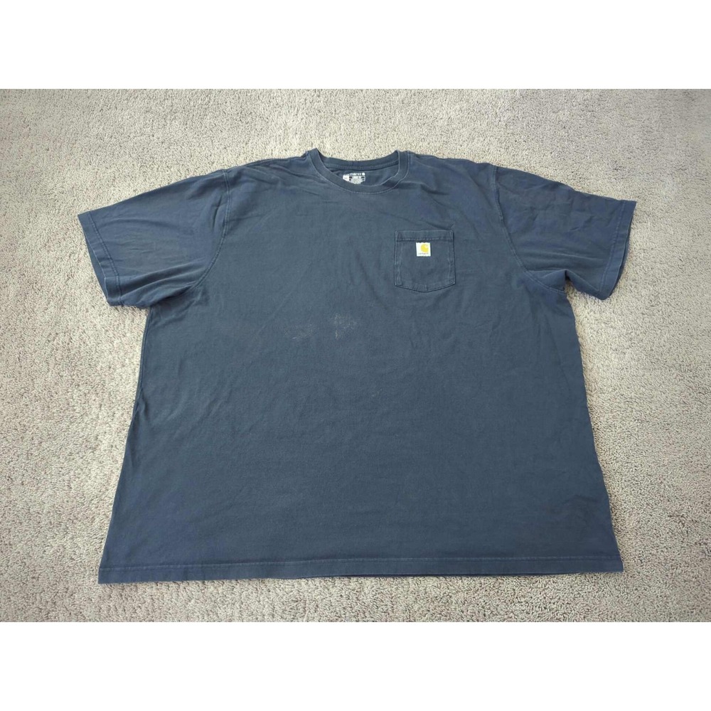 Carhartt T Shirt Mens 5XL Blue Short Sleeve Chest Pocket Loose Workwear Casual